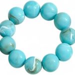 Boho Chunky Beaded Stretch Bracelet for Women Men - Fashion Elastic Round Ball Beads Chain Bracelets Stackable Wrist Statement Trendy Jewelry Holiday Beach