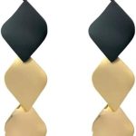 Long Square Dangle Drop Earrings - Lightweight Fashion Geometric Gold Statement Earrings