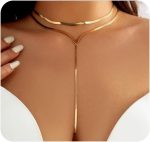 Chunky Gold Necklace for Women,Trendy Silver Statement Necklace Long Snake Chain Drop Necklace,Charm Prom Body Jewelry Accessories Gifts