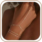 Silver Hand Chain Bracelets for Women Set - Dainty Silver Plated Finger Ring Bracelet Stack Adjustable Hand Chains Durable Beaded Bracelets Trendy Simple Jewelry Gift for Women