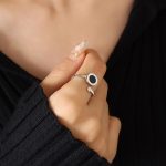 Stainless Steel Open Adjustable Ring for Women Men Unisex Round Roman Numerals Geometric Ring Jewelry Simple Zircon Statement Ring Gift - Image 2