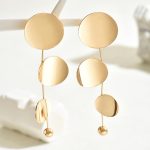 Modern Geometric Long Drop Earrings for Women –  Gold Plated Circle Statement Dangle Earrings, Minimalist Fashion Jewelry for Parties and Everyday Chic - Image 2