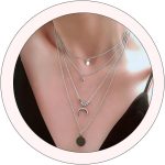 4Pcs Dainty Gold Layered Necklaces for Women Stacks Set Moon Coin Pendant Necklace Layering Chain Pendant Jewelry Gifts