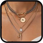 Gold Layered Necklaces for Women, 2PCS/3PCS Mixed Metal Necklace Set with Gold and Silver Necklace Chains with Evil Eye, Star & Spike Charms, Chunky Necklaces for Women & Necklace Stack Trendy Pendant Jewelry Birthday Mothers Day Gifts for Mom Daughter