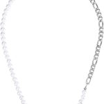 Men's Shell Pearl Beaded Necklace, Pearl Chain Necklace for Men