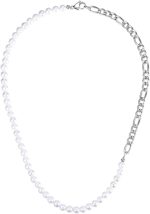 Men's Shell Pearl Beaded Necklace, Pearl Chain Necklace for Men