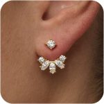 Stud Earrings For Women,Cute Wedding Pearl Dainty Gold Plated Hypoallergenic Earrings For Women Trendy Formal Cubic Zirconia Stud Earrings Gold Jewelry