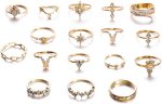 Crystal Kunckle Finger Ring Set Boho Stackable Rhinestone Gold Joint Nail Ring Anillo Set - Image 2