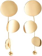 Modern Geometric Long Drop Earrings for Women –  Gold Plated Circle Statement Dangle Earrings, Minimalist Fashion Jewelry for Parties and Everyday Chic