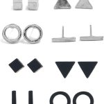 8 Pairs Minimalist Tiny Stud Earrings Set for Women Geometric Bar Round Triangle Square Earring Set