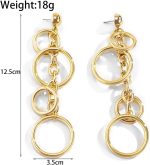 Long Chain Circle Drop Earrings for Women Multilevel Geometric Hollow Round Tassel Dangle Earrings Exaggerated Circle Dangling Earrings Punk Jewelry - Image 2