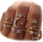 Gold Stackable Moon Star Knuckle Rings Set for Women, Boho Dainty Lightweight Stacking Rings, Vintage Midi Rings Pack, Trendy Jewelry