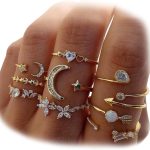 Gold Stackable Moon Star Knuckle Rings Set for Women, Boho Dainty Lightweight Stacking Rings, Vintage Midi Rings Pack, Trendy Jewelry