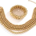 Exaggerated Layered Beads Pendant Chunky Gold Chain Chunky Bib Statement Stackable Strand Necklace for Women Hip Hop Jewelry