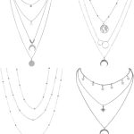 4-6Pcs Multiple Layered Necklaces for Women Necklace with Moon Star Coin Chain Necklace Jewelry for Women