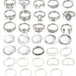 27-34PCS Knuckle Rings Set for Women Stackable Finger Ring Sets Vintage Joint Midi Rings Gold/Silver Star Moon Stacking Rings for Women