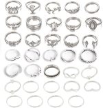 27-34PCS Knuckle Rings Set for Women Stackable Finger Ring Sets Vintage Joint Midi Rings Gold/Silver Star Moon Stacking Rings for Women