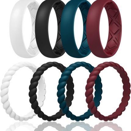 Women's Bridal Rings Sets, Inner Arc Ergonomic Breathable Design Silicone Rubber Wedding Bands