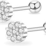 Minimalist Hypoallergenic Cartilage Earrings Set in Gold and Silver - 7 Styles, Copper Material, Surgical Steel, Screw Back, Second Hole Pierced Earrings for Sensitive Ears - Cute 5mm Ball Studs Jewelry Gift