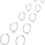5 Pairs Small Hoop Earrings for Women, Stainless Steel Lightweight Hypoallergenic Silver/Gold Earrings for Sensitive Ears, Stackable Cartilage Hoop, Minimalist Everyday Jewelry (6/8/10/12/14mm)