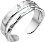 Silver Hammered Double Layer Adjustable Ring for Women&Men Statement Thumb Ring Minimalist Jewelry