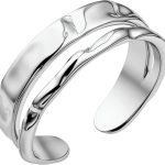 Silver Hammered Double Layer Adjustable Ring for Women&Men Statement Thumb Ring Minimalist Jewelry