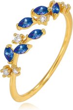 Rings for Women Adjustable Leaf Ring Dainty Stackable Rings for Women Unique Purple Blue Red Green Ring for Women Trendy Jewelry
