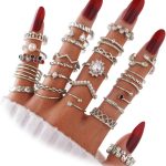 Gold Knuckle Rings Set For Women Vintage Stackable Joint Finger Midi Rings Dainty Cubic Zirconia Crystal Simple Twist Hollow Cute Rings Pack Jewelry Gift