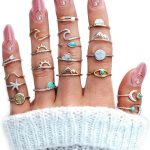 Boho Retro Stackable Rings Sets for Women Knuckle Joint Finger Knuckle Nail Ring Sets Moon Stars Stack Preppy Statement Rings Cute Trendy Stuff Jewelry
