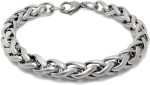 Mens Stainless Steel Bracelet Silver-plated Chunky Wheat Chain Bracelet for Men Women