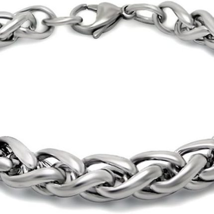 Mens Stainless Steel Bracelet Silver-plated Chunky Wheat Chain Bracelet for Men Women