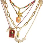 Pendant Necklace Set Bohemian Style Beaded Fish Star 5 Layered Collarbone Chain, Handcraft Jewelry Accessory for Vacation Party Daily Accessories