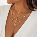 Layered Butterfly Necklace Set for Women Trendy Stars Moon Cross Pearl Heart Gold Chain Adjustable Stackable Gold Statement Necklace Dainty Jewelry Gift Set - Image 2