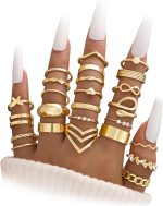 25 Pcs Gold Stackable Ring Set for Women, Chunky Knuckle Finger Midi Rings, Silver Simple Stacking Cute Rings Pack Trendy Stuff Jewelry Gift - Image 2