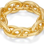 Chunky Chain Bracelet for Women Adjustable Elastic Stretch Link Bracelets Thick Chunky Link Statement Bracelet Gold/Silver