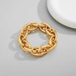 Chunky Chain Bracelet for Women Adjustable Elastic Stretch Link Bracelets Thick Chunky Link Statement Bracelet Gold/Silver - Image 2