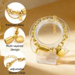 Gold Heart Pendant Chunky Chain Bracelet for Women –Gold Plated Stainless Steel Love Charm Bracelet, Adjustable Link Chain Jewelry for Valentine’s Day/Birthday Gifts - Image 2
