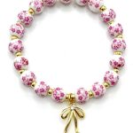 Vintage Beaded Charm Bracelet for Women - Handmade Stretch Floral Bow Design, Dainty Jewelry Gift for Her, Adjustable Romantic Bracelets for Everyday Wear