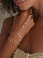 Silver Hand Chain Bracelets for Women Set - Dainty Silver Plated Finger Ring Bracelet Stack Adjustable Hand Chains Durable Beaded Bracelets Trendy Simple Jewelry Gift for Women - Image 2