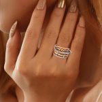 Gold Stackable Rings for Women, Gold Plated Cubic Zirconia Rings Silver Gold Multi Ring Mixed Metals Stackable Ring Set for Women Non Tarnish - Image 2