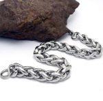 Mens Stainless Steel Bracelet Silver-plated Chunky Wheat Chain Bracelet for Men Women - Image 2