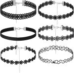 6PCS Black Velvet Necklace Set for Women, Classic Adjustable Gothic Velvet Chokers, Vintage Layered Necklaces, Fashion Jewelry Accessories for Girls & Teens