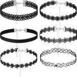 6PCS Black Velvet Necklace Set for Women, Classic Adjustable Gothic Velvet Chokers, Vintage Layered Necklaces, Fashion Jewelry Accessories for Girls & Teens