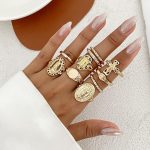 Vintage Gold Virgin Mary Cross Rings Set for Women,10Pcs Chunky Stackable Cross Knuckle Rings Set Retro Jewlery Accessories - Image 2
