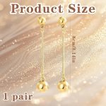 Linear Drop Earrings for Women, Geometric Long Bar and Ball Dangle Minimalist Stick Sphere Pendant Polished Fashion Jewelry - Image 2