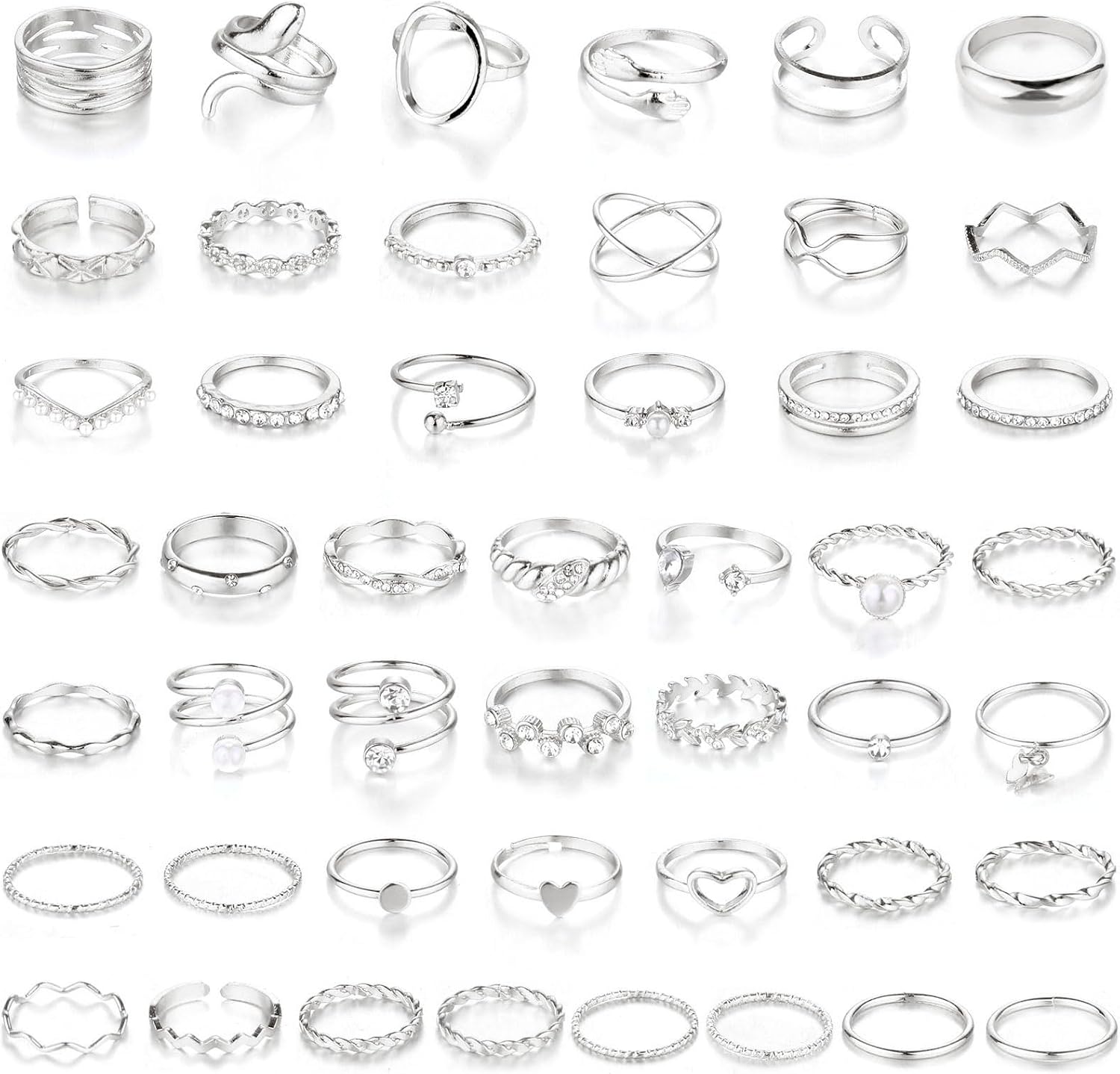 71vG6ktDCZL._AC_SL1500_.jpg Gold Knuckle Rings Set For Women Stackable Joint Finger Midi Rings Dainty Cubic Crystal Zirconia Simple Hollow Twist Cute Rings Pack Jewelry Gift - Image 1