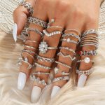 Gold Knuckle Rings Set For Women Vintage Stackable Joint Finger Midi Rings Dainty Cubic Zirconia Crystal Simple Twist Hollow Cute Rings Pack Jewelry Gift - Image 2